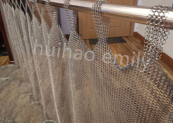 Tab Top Type 7mm Metal Ring Mesh Curtain สแตนเลส 316L