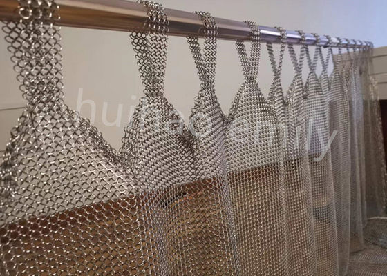 Tab Top Type 7mm Metal Ring Mesh Curtain สแตนเลส 316L