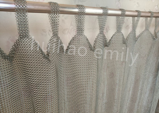 Tab Top Type 7mm Metal Ring Mesh Curtain สแตนเลส 316L