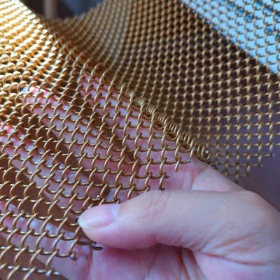 สีทองแดง อลูมิเนียมโลหะ Mesh Drapery สําหรับส่วนกลาง