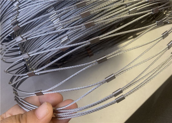 ตาข่ายเชือกลวดสแตนเลสสตีลเกรด 316 แบบยืดหยุ่นขนาด 2 มม. สำหรับกรงสัตว์ในสวนสัตว์และตาข่ายนก