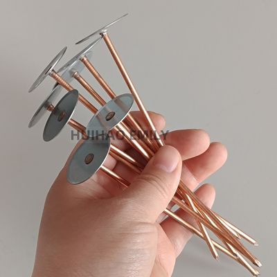 หมุดฉนวนหัวถ้วยเหล็กชุบสังกะสีเชื่อมติดกับแผ่นโลหะของท่อ