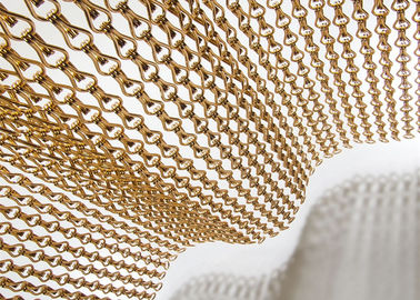 2 มิลลิเมตร Hook Link ประเภทโลหะ Mesh Drapery หน้าต่างประตู Fly Curtain