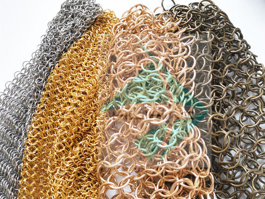 ผ้าม่านเตาเพลิง โลหะแหวน Mesh ด้วยสีโบราณเสร็จ