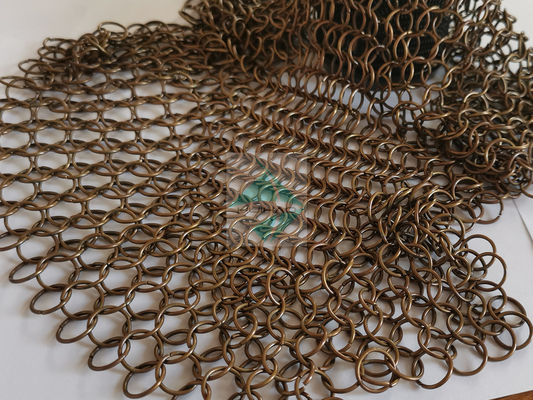 ผ้าม่านเตาเพลิง โลหะแหวน Mesh ด้วยสีโบราณเสร็จ