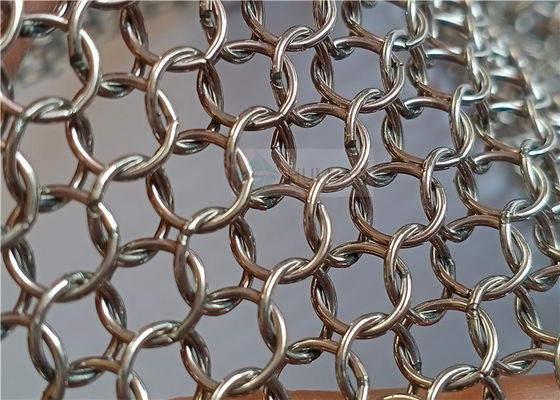 7 มม สแตนเลส 316 แหวน Mesh ผ้าม่านสําหรับการก่อสร้างสถาปัตยกรรม - โลหะ Chainmail Mesh