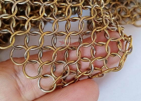 0.8x7mm สีทอง สแตนเลส แหวน Mesh กั้นสําหรับพื้นที่แบ่งและตกแต่งสถาปัตยกรรม