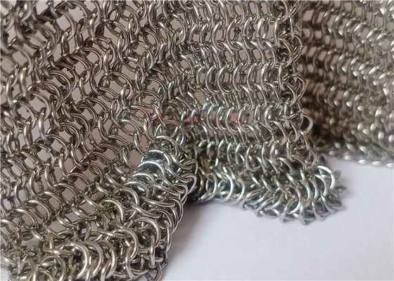 สแตนเลส Chainmail Mesh Curtain 0.53x3.81mm ประเภทที่เชื่อมสําหรับจอป้องกันไฟและส่วนแยกห้อง