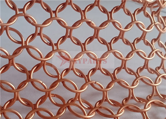 1.2x10 มิลลิเมตร สีทองแดง สายโซ่ผ้าสําหรับตกแต่งสถาปัตยกรรมและโลหะแหวน Mesh