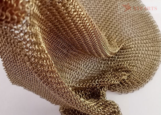 สีทอง สะสมประเภทสแตนเลส แหวน Mesh ผ้าม่าน 0.53mm x 3.81mm สําหรับตกแต่งโรงแรม