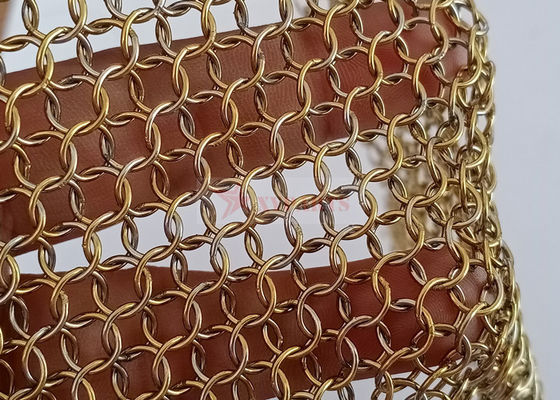 สีทองแดง 0.8x7 มม เหล็กไร้ขัด 316 โลหะแหวน Mesh ผ้าม่านสําหรับตกแต่งภายใน