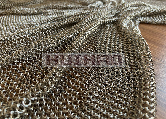 7 มม และ 12 มม สีทองคํา Electroplated สแตนเลสแหวน Mesh ผ้าม่านในชนิด welded และไม่ welded สําหรับตกแต่งพื้นที่