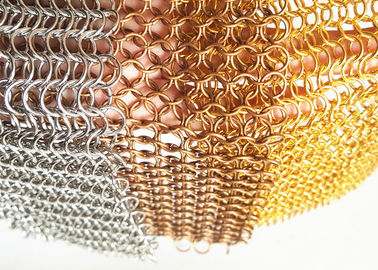 เหล็กสแตนเลสตาข่ายแหวนสำหรับ Facades, ทองแดง Chainmail ม่านโลหะ