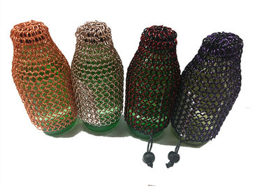 ที่กำหนดเองอลูมิเนียม Chainmail แหวนโลหะแหวนตาข่ายถุงขวดไวน์