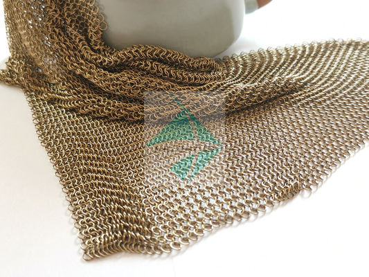 แหวนทองตาข่าย Chainmail ประเภทสาน สแตนเลสแหวนกลม PVD Metal Mesh Drapery